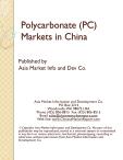 Polycarbonate (PC) Markets in China