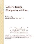 Generic Drugs Companies in China
