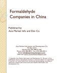 Analyzing the Landscape of China's Formaldehyde Enterprises